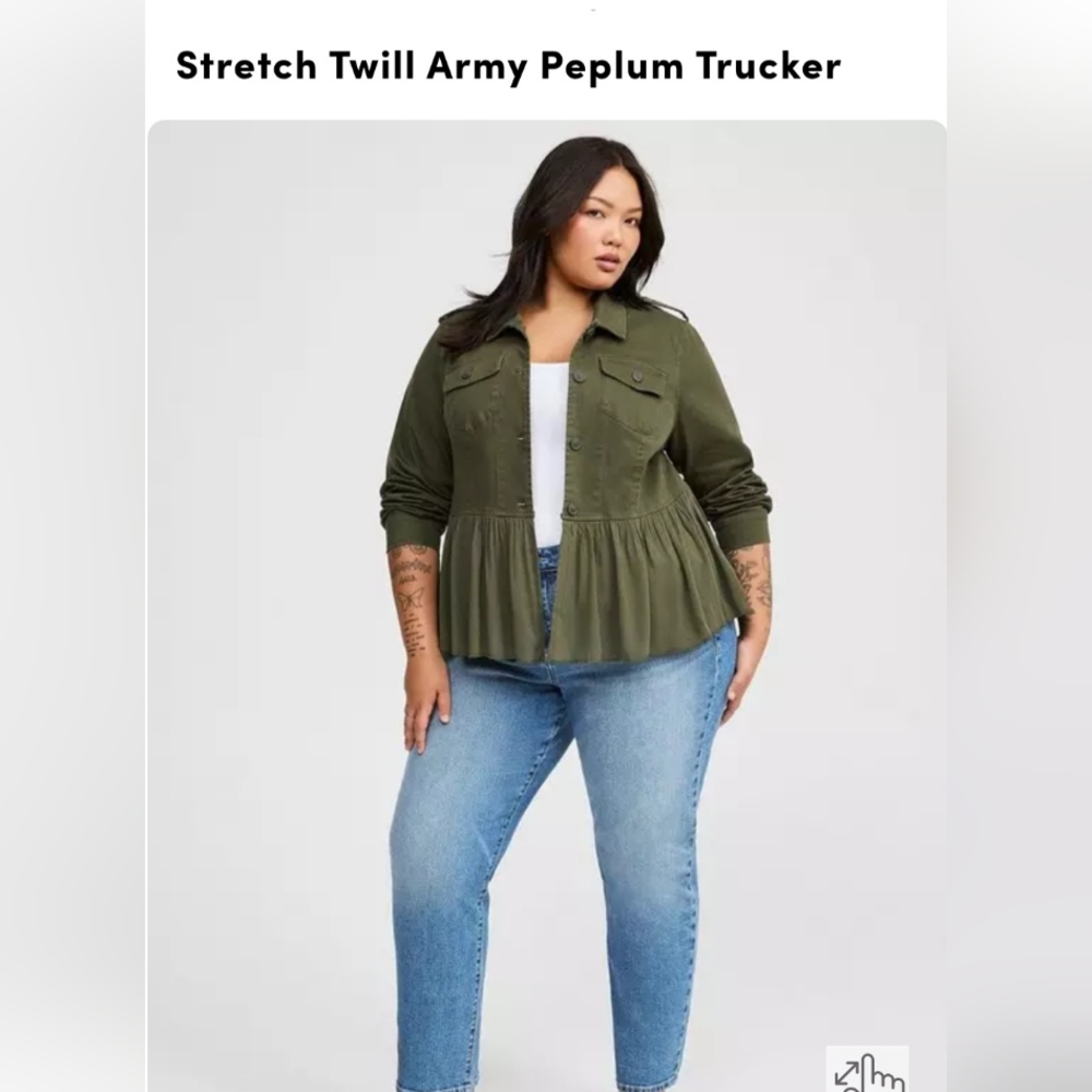 Torrid Green Peplum Trucker Jacket,Sz 00